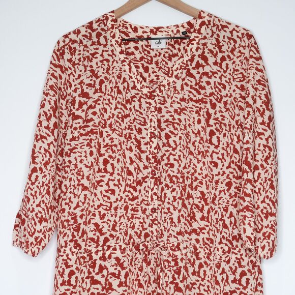 Cabi Womens High-Lo Dress Size Medium Orange Pink Animal Print Tie Waist‎ Boho - Picture 10 of 10